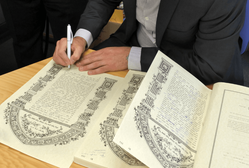 Signing a Ketubah - illustrative