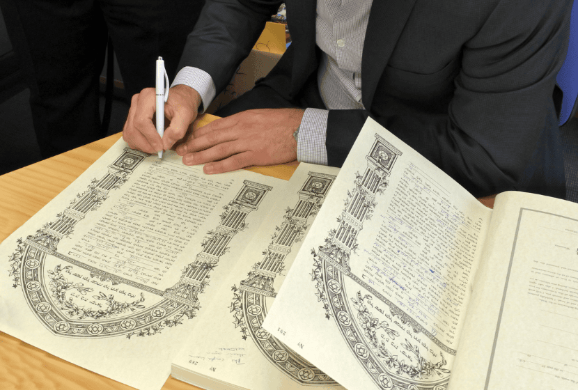 Signing a Ketubah - illustrative