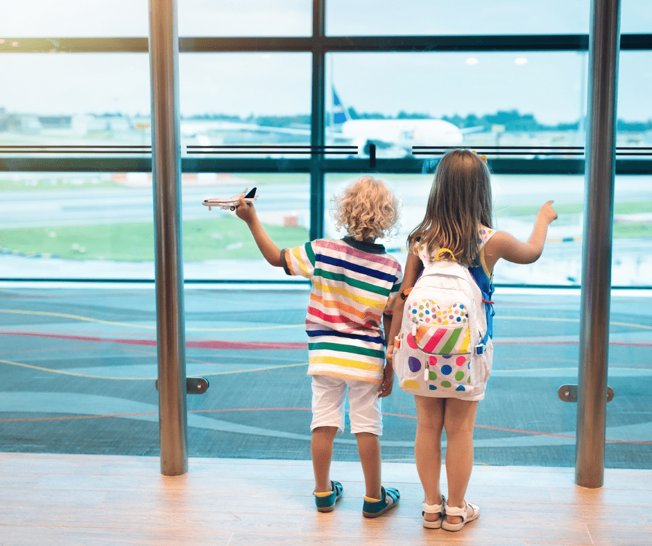 Children at airport terminal